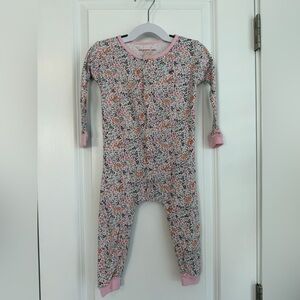 Magnetic Me Girls Ditsy Floral Organic Cotton Coverall Multicolored Sz 12-18 Mo